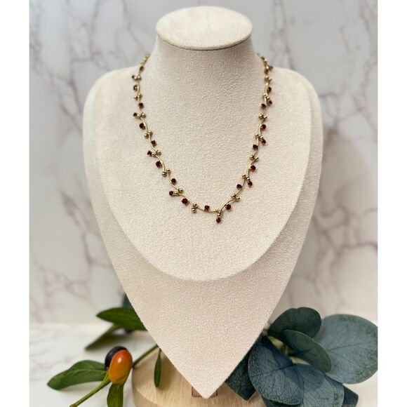 Vintage Monet Ruby Red Crystal Necklace - Picture 5 of 6